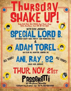 THURSDAY SHAKE UP! - '60s dance music w/ DJs from US, UK & Hamamatsu