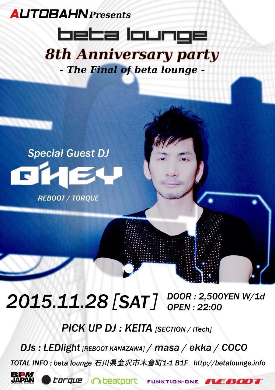 beta lounge 8th Anniversary Party (GUEST DJ : DJ Q'HEY)