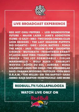 「LOLLAPALOOZA」がRed Bull TVでライブ配信